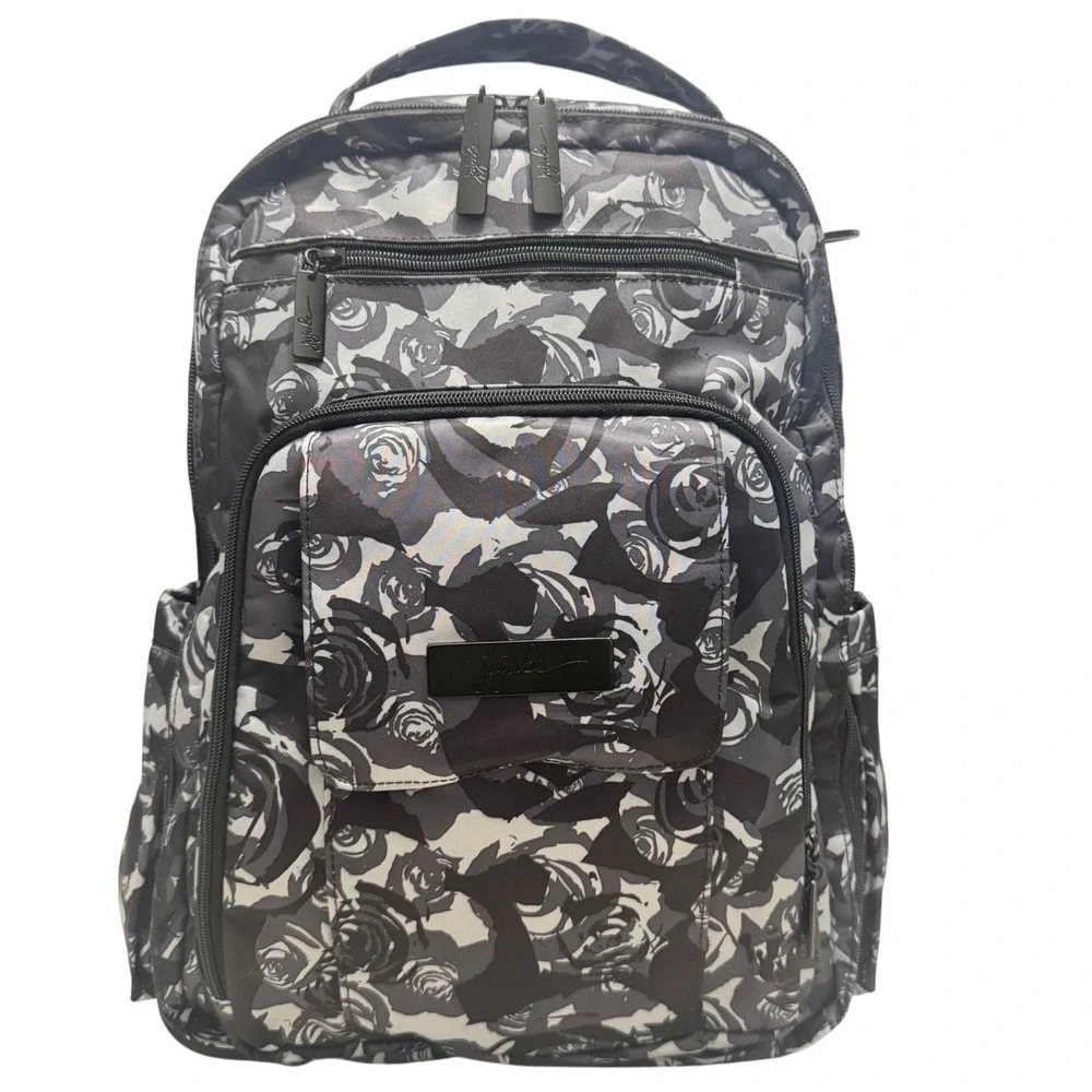 Ju-Ju-Be Be Right Back Diaper Bag Backpack Midnight Posy Floral Grey Good‎